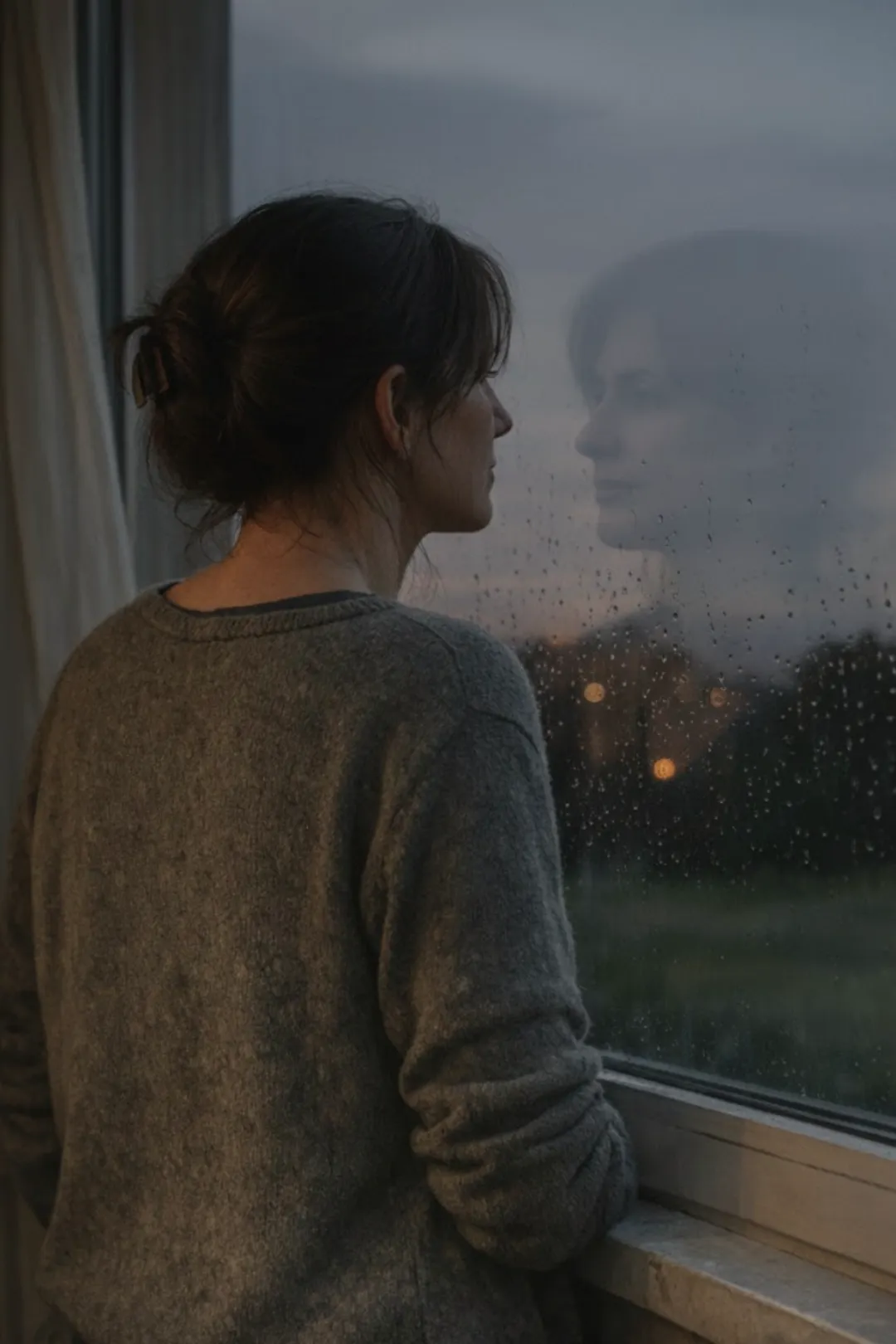aveline moorwen window rain evening